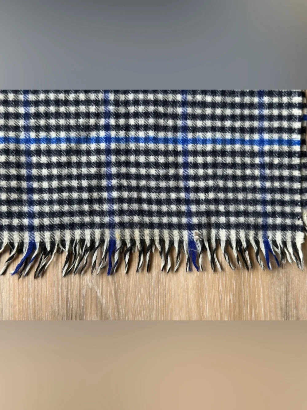Johnstons of Elgin Cashmere Wool Scarf Made in Scotland - Blue Check